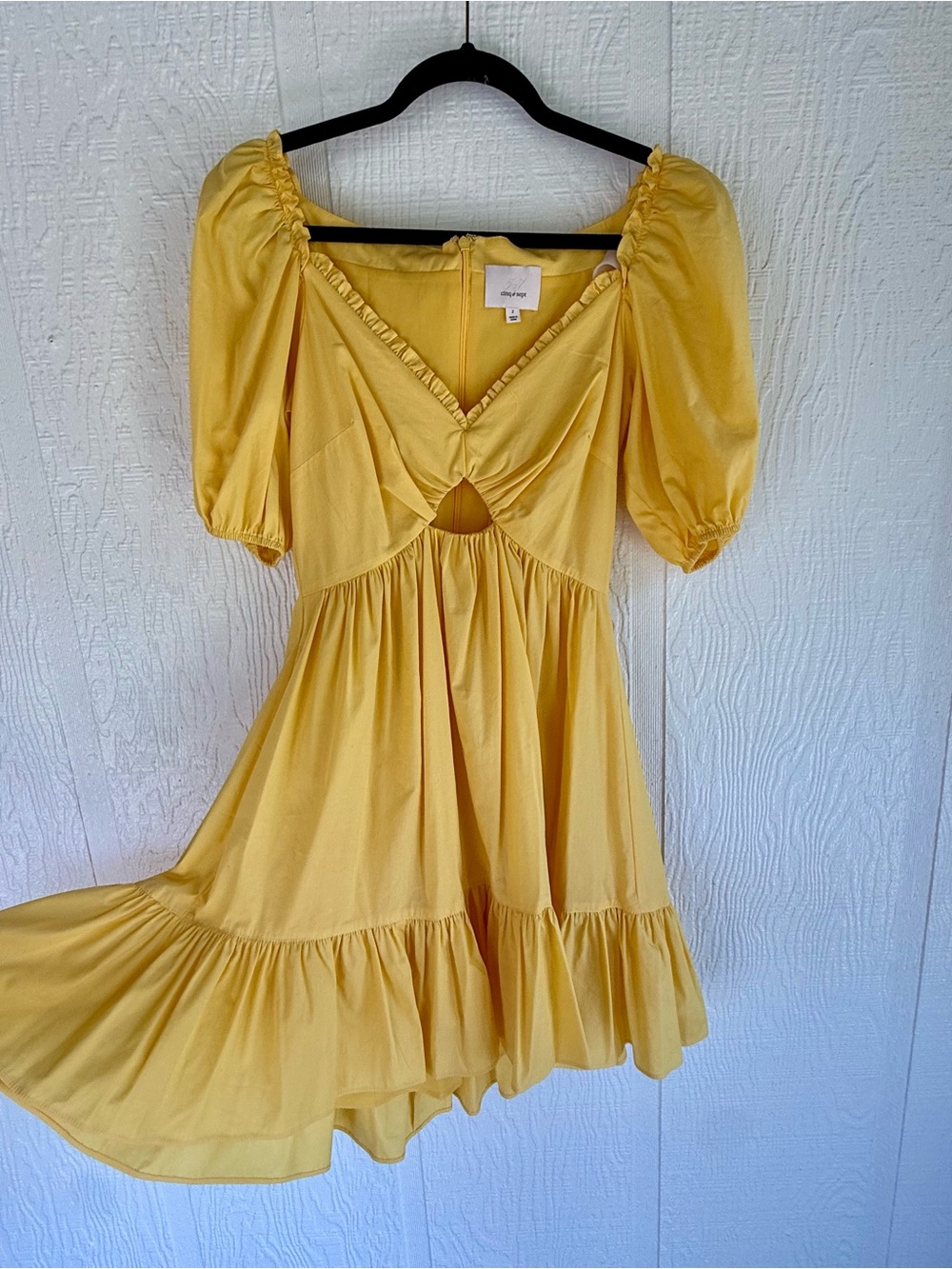 Cinq à Sept Kayla Poplin Cutout Mini Dress | Size 2 | Banana Yellow - Picture 3 of 4